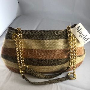 Magid straw summer purse, neutral earthtones. NWOT